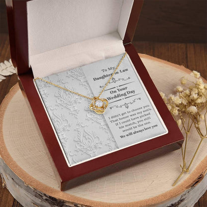 Daughter-In-Law Wedding Day Gift My Son Chose You Love Knot Pendant Necklace