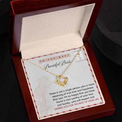 To The Beautiful Bride Wedding Gift Love Knot Pendant Necklace