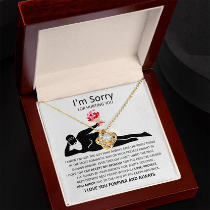 Apology Gift for Girlfriend, Wife, Soulmate - Sorry, The Most Romantic - Love Knot Pendant Necklace