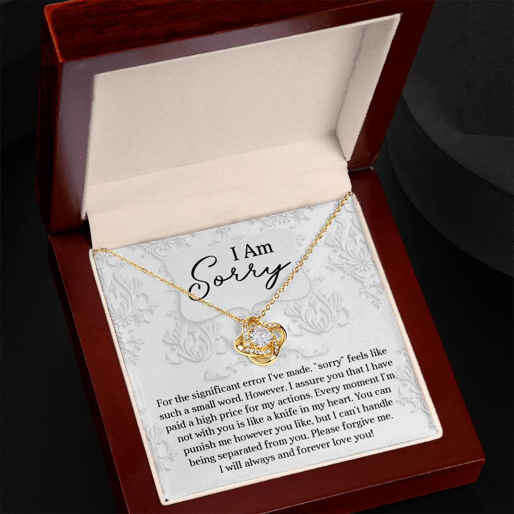 Apology Gift for Girlfriend, Wife, Soulmate - Sorry, Forever Love You - Love Knot Pendant Necklace