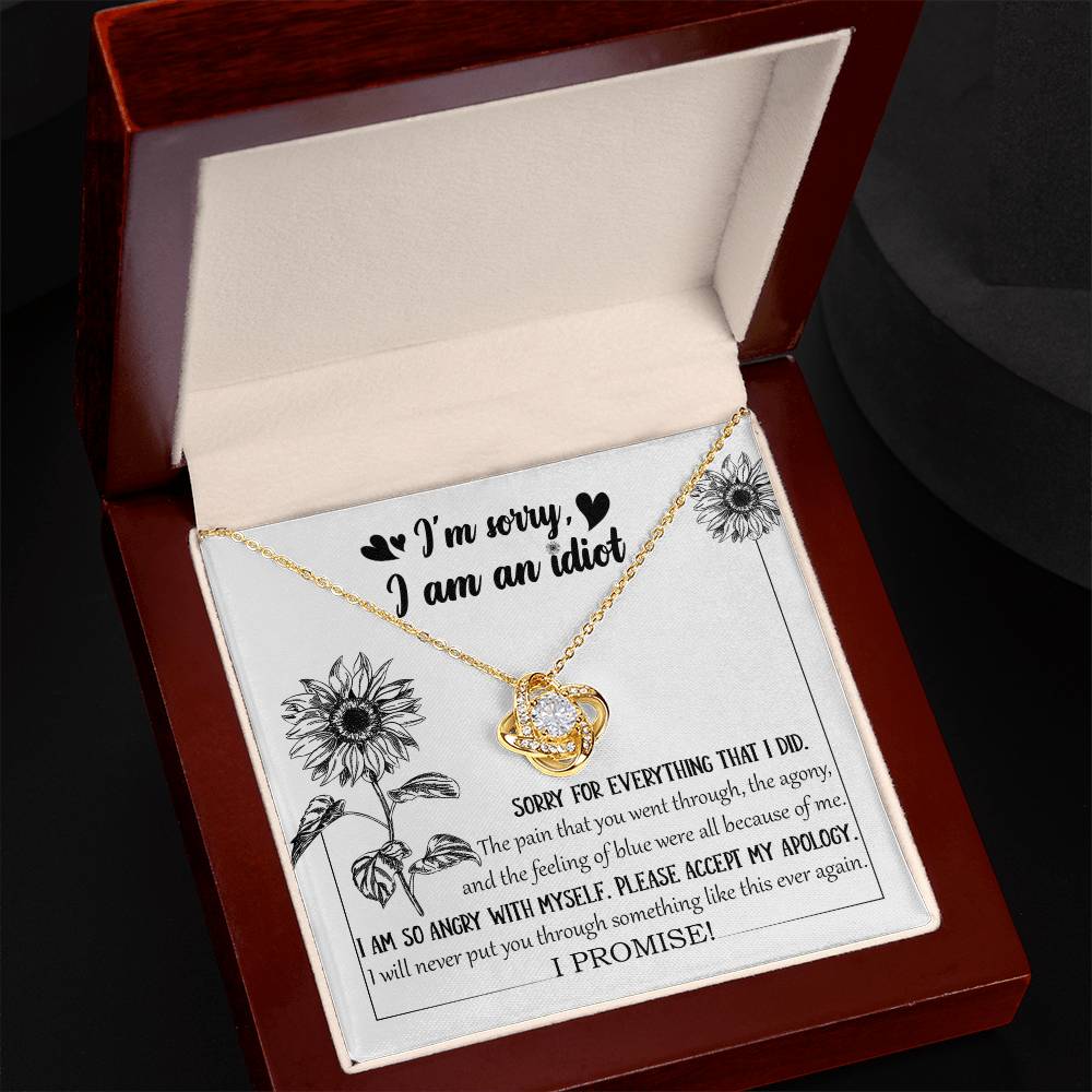 Apology Gift for Girlfriend, Wife, Soulmate - Sorry, Feeling Blue - Love Knot Pendant Necklace