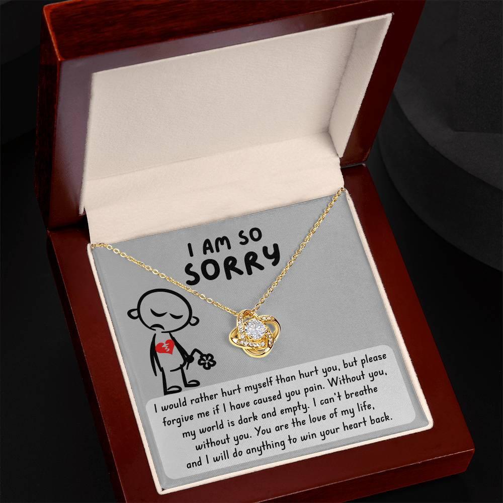 Apology Gift for Girlfriend, Wife, Soulmate - Sorry, Dark And Empty - Love Knot Pendant Necklace