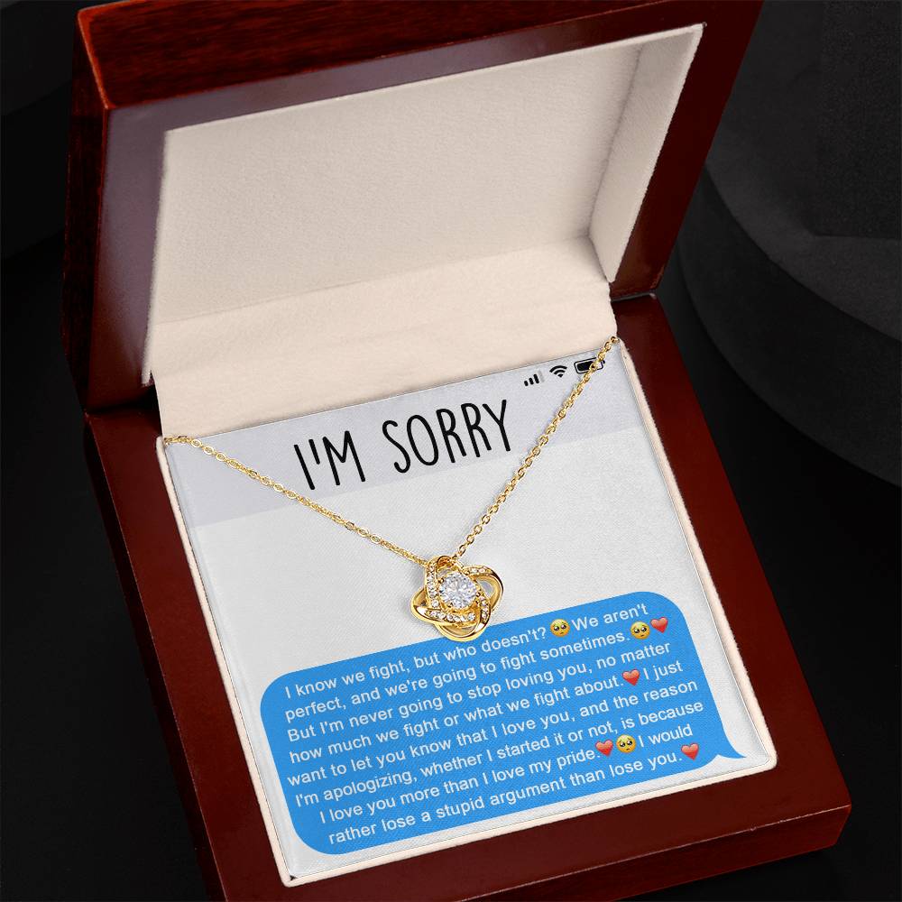 Apology Gift for Girlfriend, Wife, Soulmate - Sorry, Stupid Argument - Love Knot Pendant Necklace