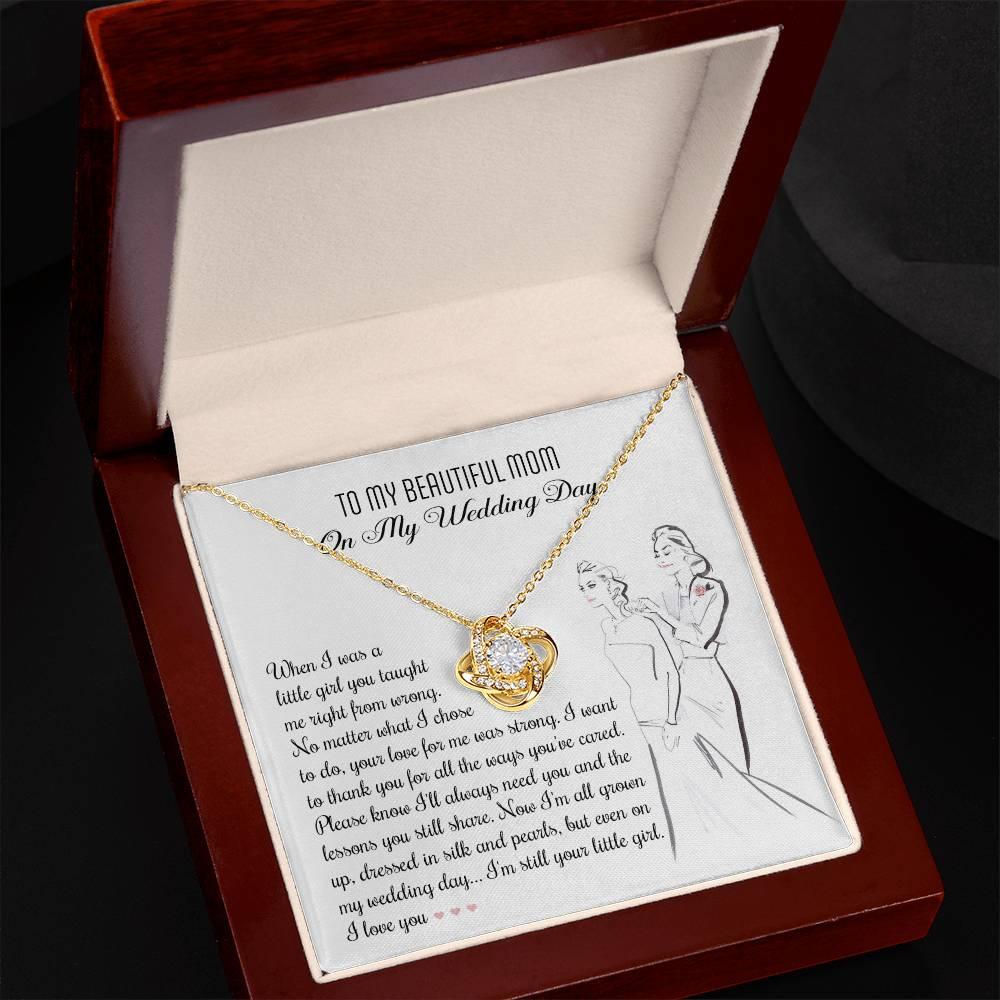 Gift for Mom Wedding Day Gift Always Your Little Girl Love Knot Pendant Necklace