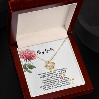 Apology Gift - I'm Sorry, Please Forgive Me, Let's Hug It Out - Love Knot Pendant Necklace