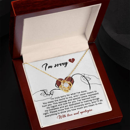 Apology Gift for Girlfriend, Wife, Soulmate - Sorry, Mean The World - Love Knot Pendant Necklace