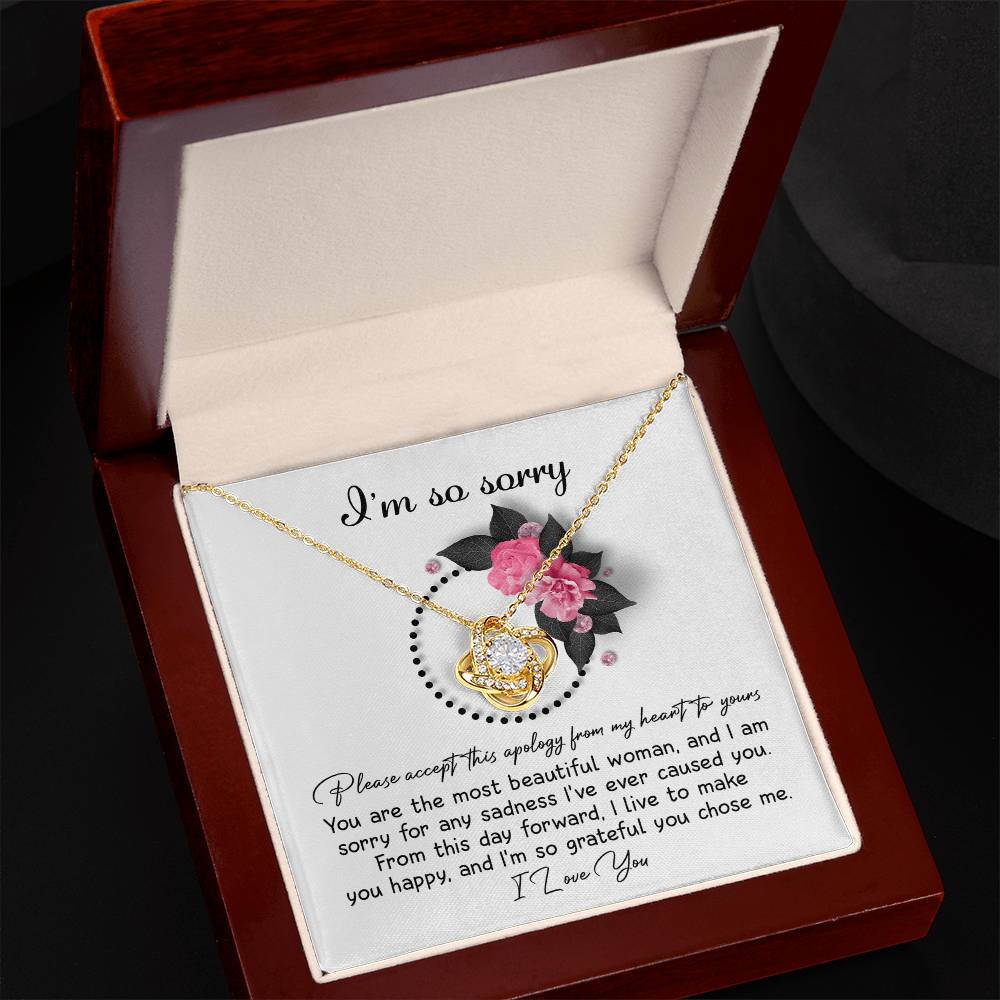 Apology Gift for Girlfriend, Wife, Soulmate - Sorry, Make You Happy - Love Knot Pendant Necklace