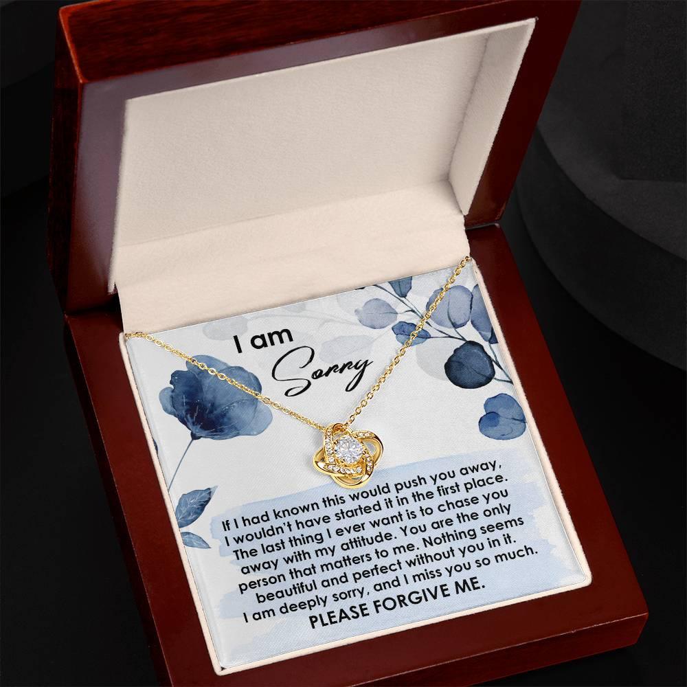 Apology Gift for Girlfriend, Wife, Soulmate - Sorry, Push You Away - Love Knot Pendant Necklace