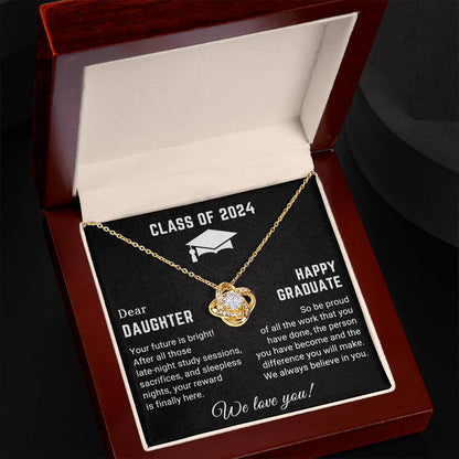 Dear Daughter Your Future is Bright Graduation Class of 2024 Love Knot Pendant Necklace