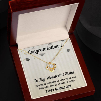 Sister Graduation Gift Congratulations You Have Worked So Hard Love Knot Pendant Necklace