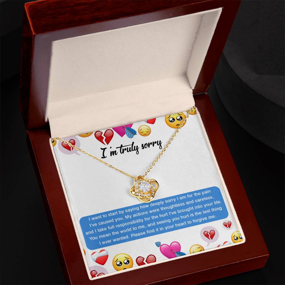 Apology Gift for Girlfriend, Wife, Soulmate - Sorry, How Deeply Sorry - Love Knot Pendant Necklace