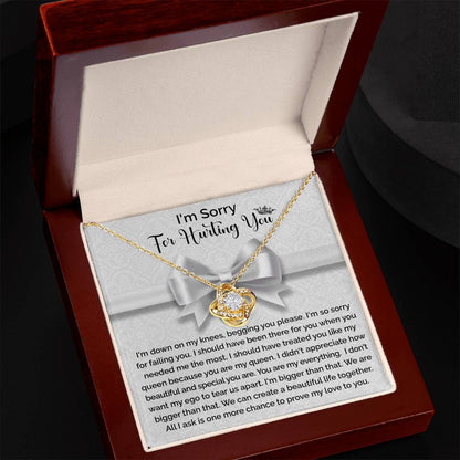 Apology Gift for Girlfriend, Wife, Soulmate - Sorry, My Queen - Love Knot Pendant Necklace