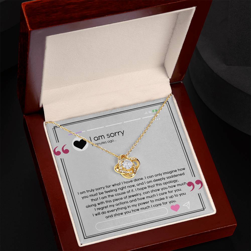 Gift for Girlfriend, Wife - Sorry, I Care For You - Love Knot Pendant Necklace