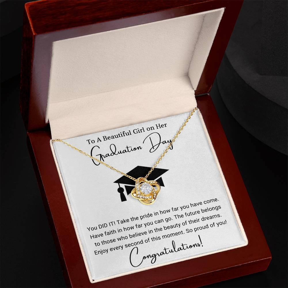 Graduation Gift For Her To A Beautiful Girl Congratulations Love Knot Pendant Necklace