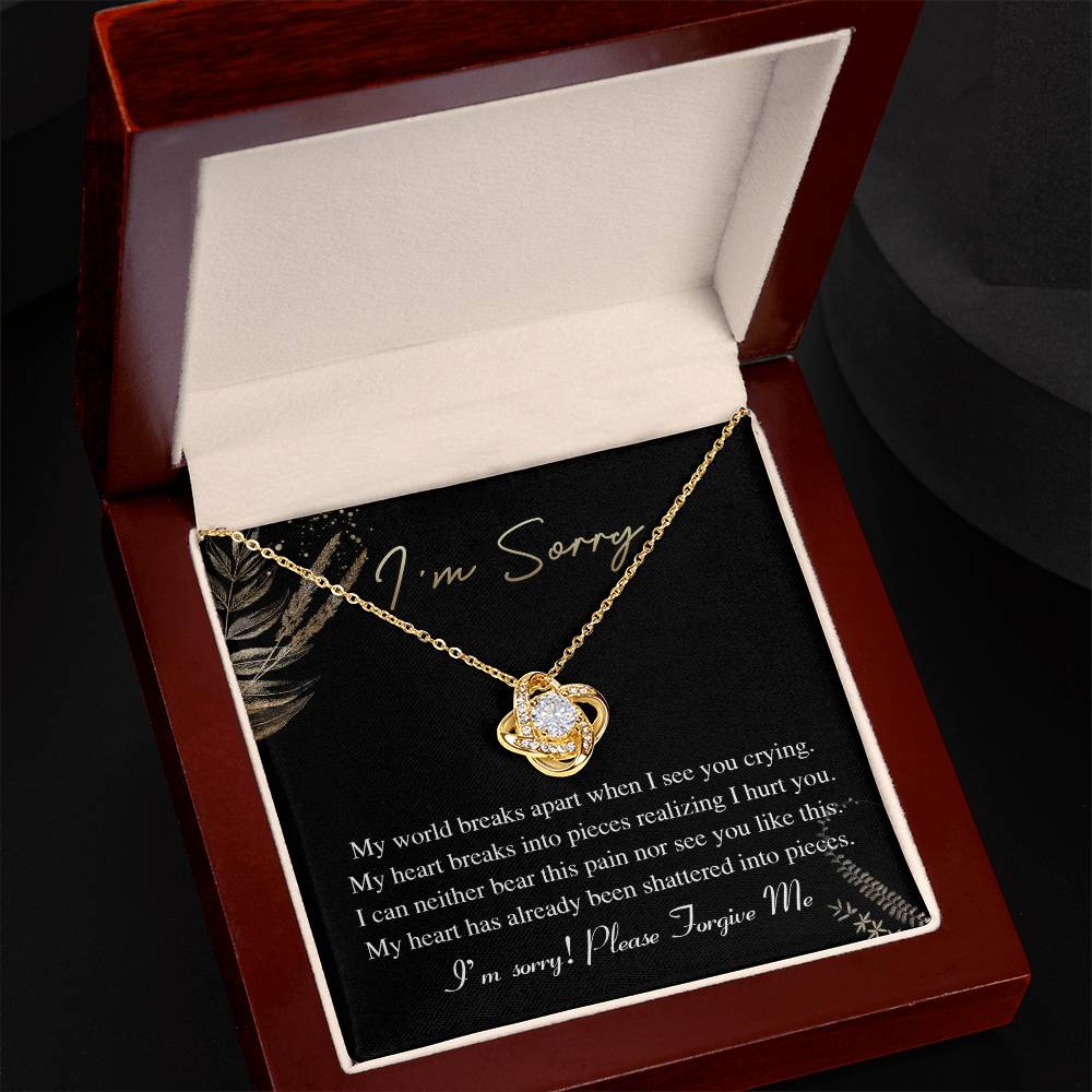 Apology Gift for Girlfriend, Wife, Soulmate - Sorry, See You Crying - Love Knot Pendant Necklace