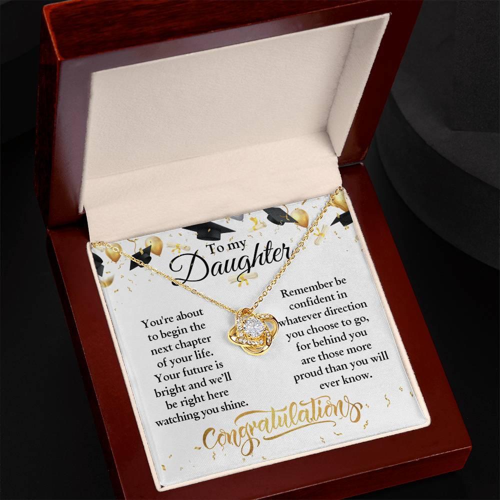 Daughter Congratulations on Your Graduation Your Future is Bright Love Knot Pendant Necklace