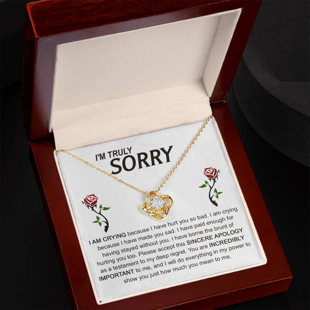 Apology Gift for Girlfriend, Wife, Soulmate - Sorry, Made You Sad - Love Knot Pendant Necklace