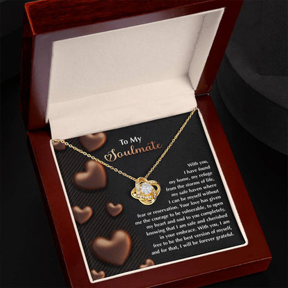 To My Soulmate - Love Knot Necklace – A Heartfelt Valentine’s Day Gift for Your Safe Haven and Forever Love