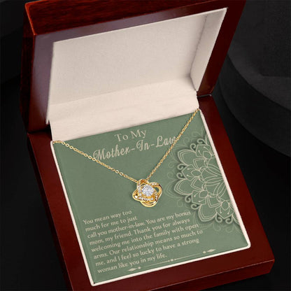 Mother-In-Law Gift - I Feel Lucky to Have A Strong Woman in My Life Love Knot Necklace
