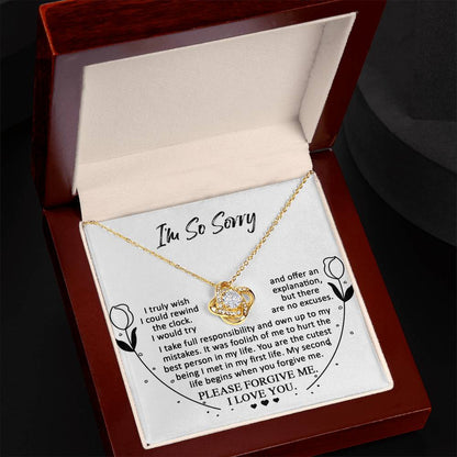 Apology Gift for Girlfriend, Wife, Soulmate - Sorry, My First Life - Love Knot Pendant Necklace