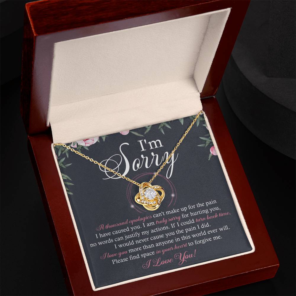 Apology Gift for Girlfriend, Wife, Soulmate - Sorry, World Ever Will - Love Knot Pendant Necklace