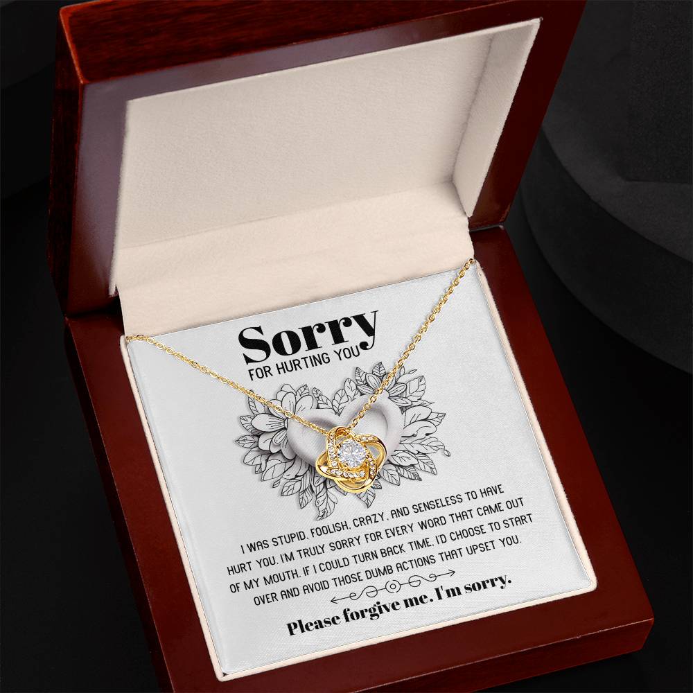 Apology Gift for Girlfriend, Wife, Soulmate-Sorry, Turn Back Time - Love Knot Pendant Necklace