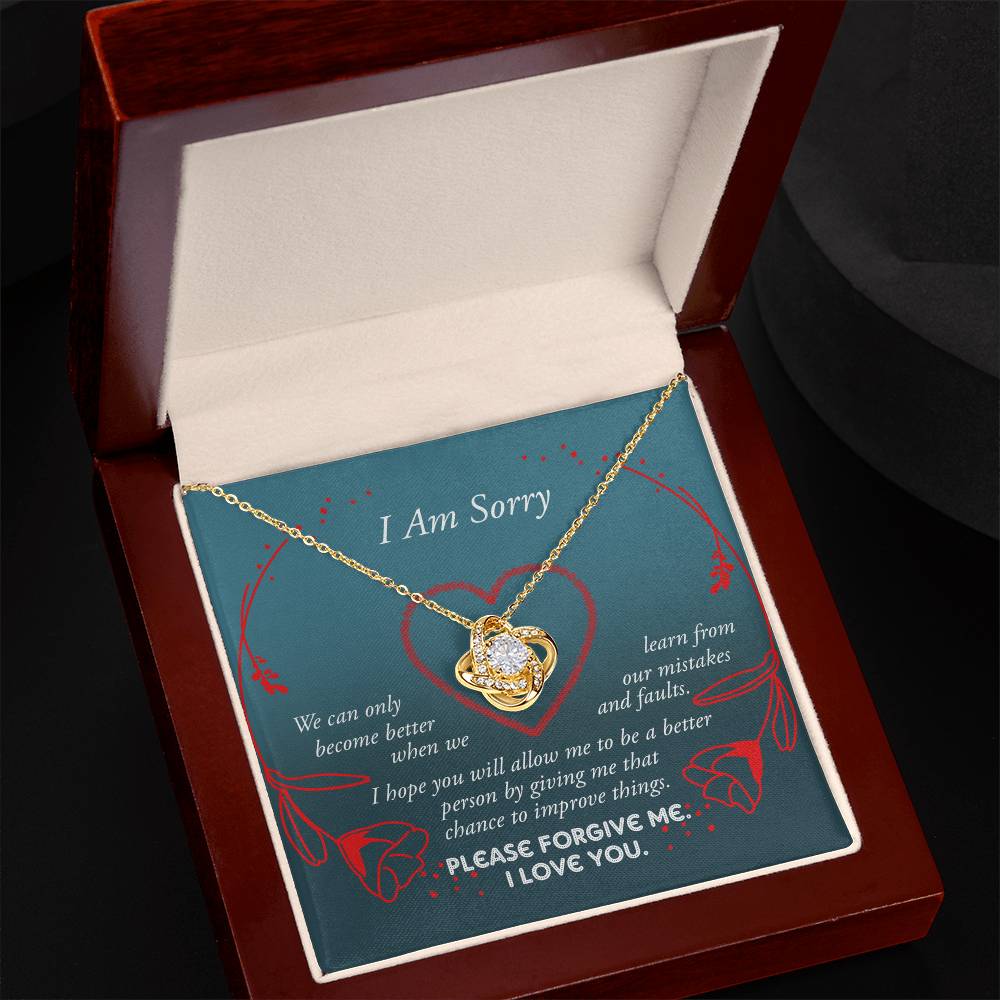 Apology Gift for Girlfriend, Wife, Soulmate - Sorry, Mistakes And Faults - Love Knot Pendant Necklace