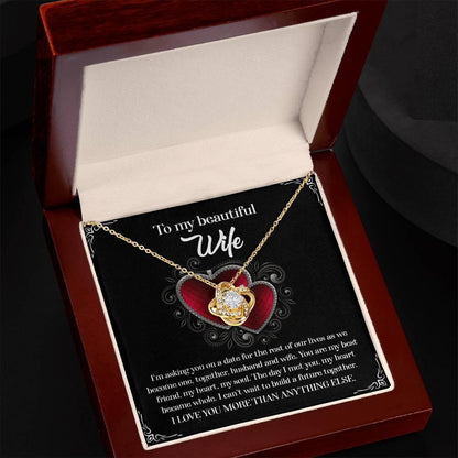 To My Beautiful Wife - My Heart Became Whole Love Knot Pendant Necklace