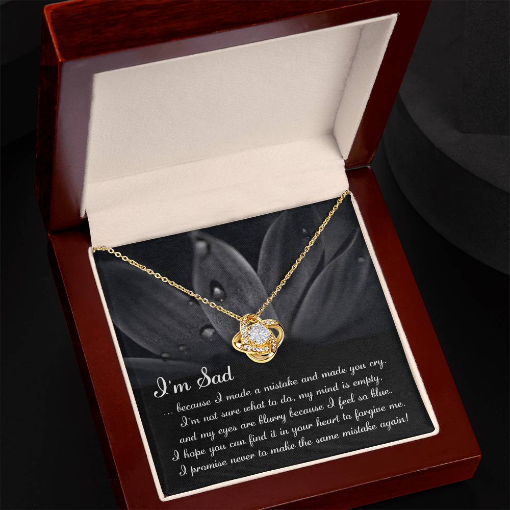 Apology Gift for Girlfriend, Wife, Soulmate - Sorry, Feel So Blue - Love Knot Pendant Necklace