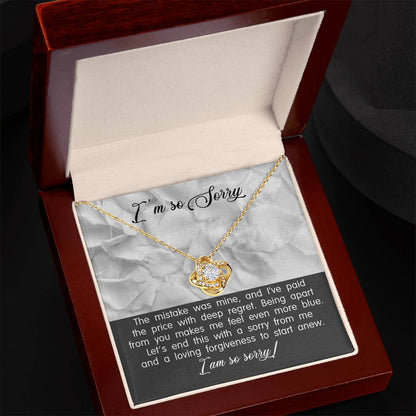 Apology Gift for Girlfriend, Wife, Soulmate - Sorry, With Deep Regret - Love Knot Pendant Necklace