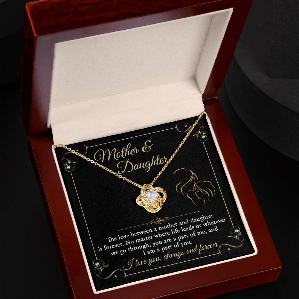 Mother and Daughter- You are a Part Of Me and I am a Part of You Love Knot Necklace