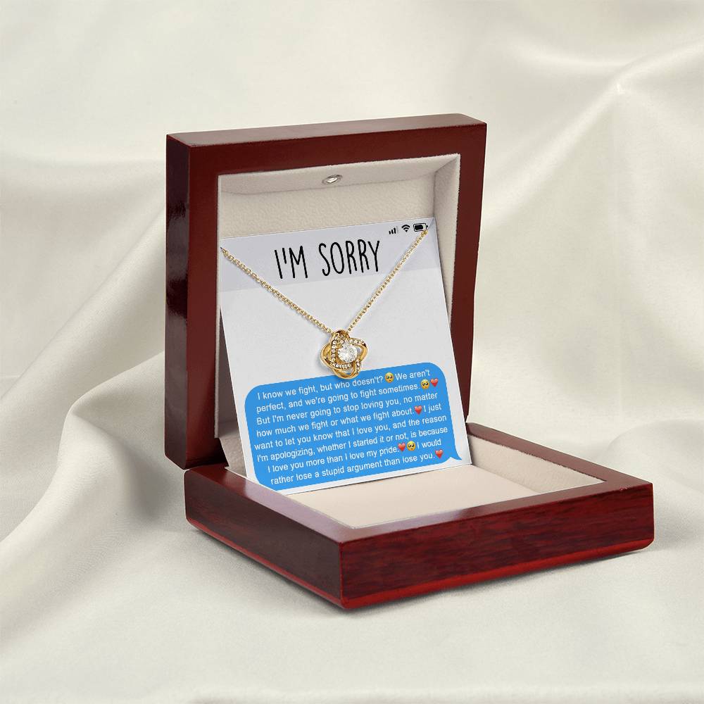 Apology Gift for Girlfriend, Wife, Soulmate - Sorry, Stupid Argument - Love Knot Pendant Necklace