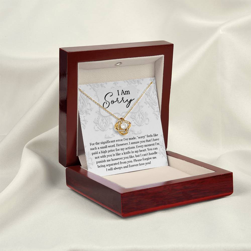 Apology Gift for Girlfriend, Wife, Soulmate - Sorry, Forever Love You - Love Knot Pendant Necklace