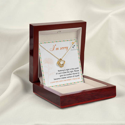 Gift for Girlfriend, Wife-Sorry, Another Chance-Love Knot Pendant Necklace