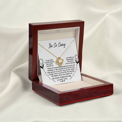 Apology Gift for Girlfriend, Wife, Soulmate - Sorry, My First Life - Love Knot Pendant Necklace