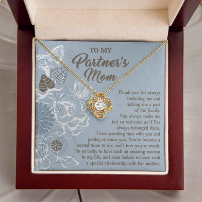 To My Partner's Mom You Make Me Feel Welcomed Love Knot Pendant Necklace