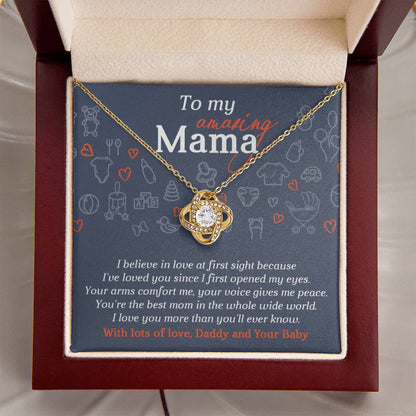 Mom To Be-At First Sight To My Mom - Love Knot Necklace