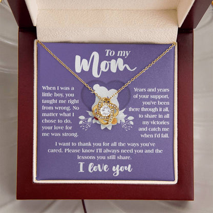 Gift for Mom from Son All the Ways You've Cared - Love Knot Necklace