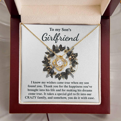 Gift for Son's Girlfriend - My Wishes Came True When He Found You - Love Knot Pendant Necklace