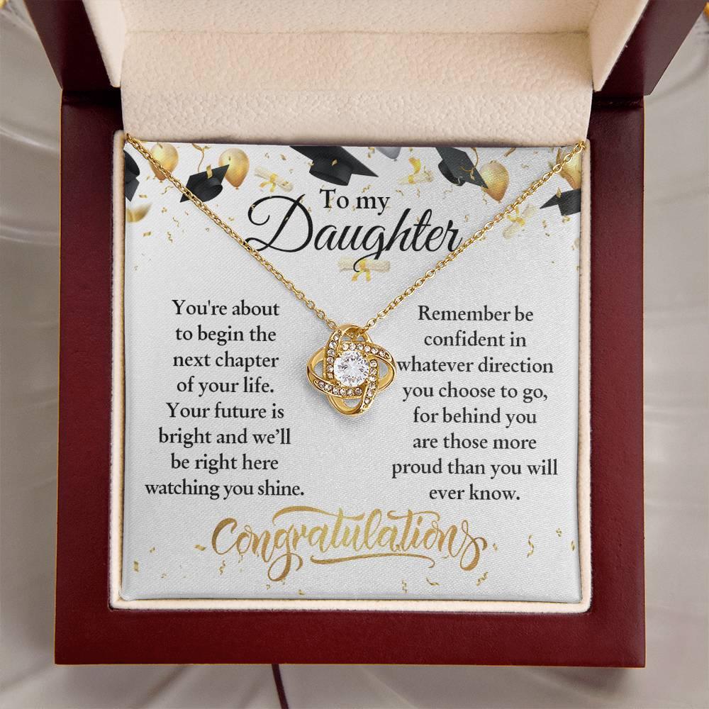 Daughter Congratulations on Your Graduation Your Future is Bright Love Knot Pendant Necklace