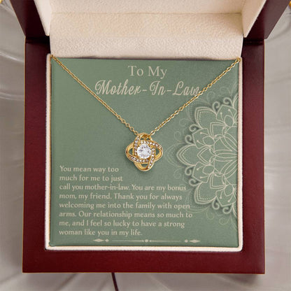 Mother-In-Law Gift - I Feel Lucky to Have A Strong Woman in My Life Love Knot Necklace