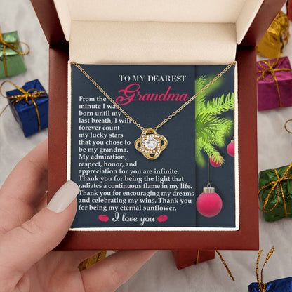 Gift for Grandma - Eternal Sunflower - Love Knot Pendant Necklace