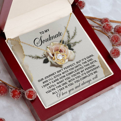 Gift for Soulmate - You Complete Me - Love Knot Pendant Necklace