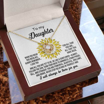 To My Daughter Be Like A Sunflower Love Knot Necklace