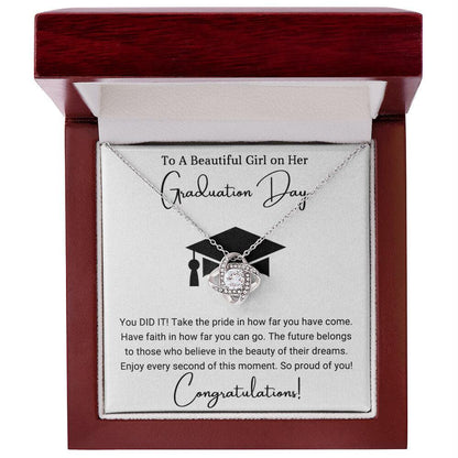 Graduation Gift For Her To A Beautiful Girl Congratulations Love Knot Pendant Necklace