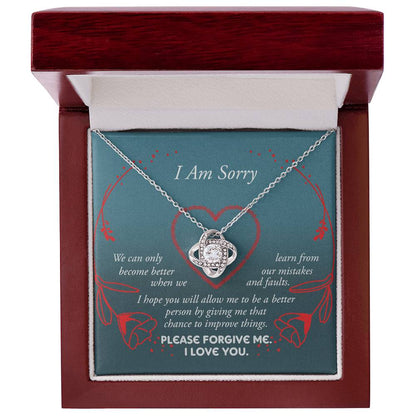 Apology Gift for Girlfriend, Wife, Soulmate - Sorry, Mistakes And Faults - Love Knot Pendant Necklace