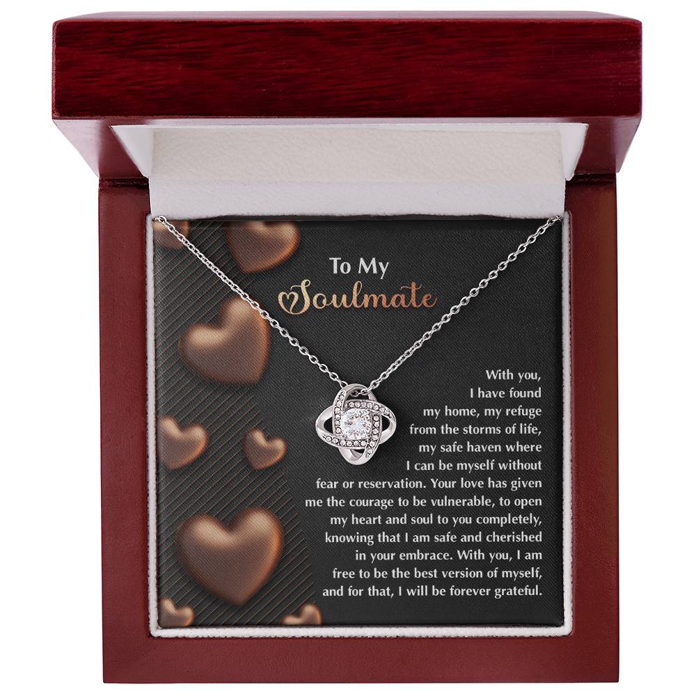 To My Soulmate - Love Knot Necklace – A Heartfelt Valentine’s Day Gift for Your Safe Haven and Forever Love