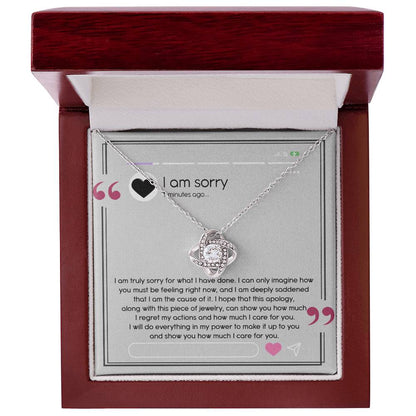 Gift for Girlfriend, Wife - Sorry, I Care For You - Love Knot Pendant Necklace