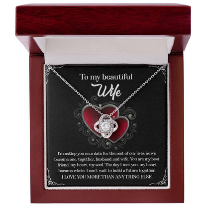 To My Beautiful Wife - My Heart Became Whole Love Knot Pendant Necklace