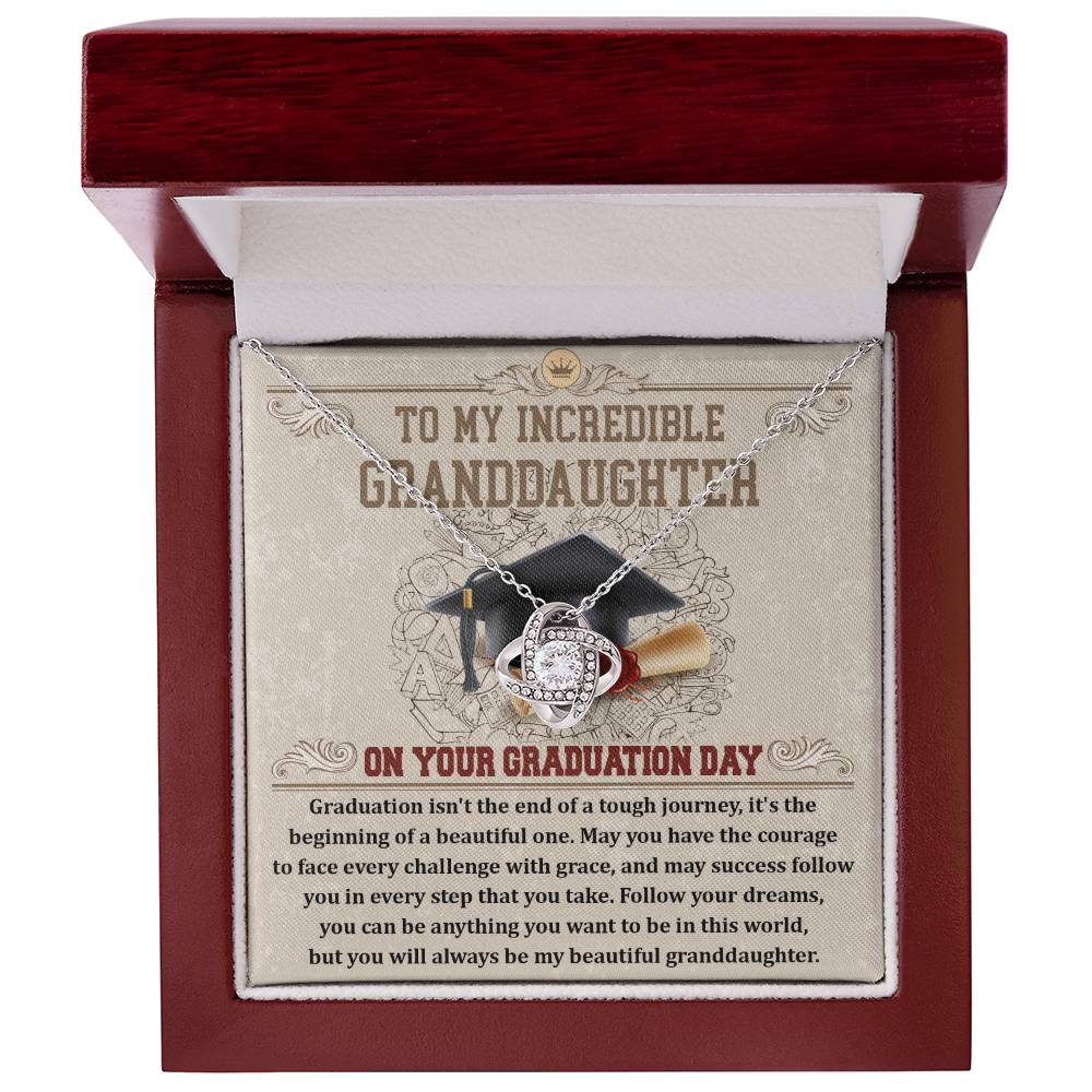 Granddaughter Your Graduation Day Love Knot Pendant Necklace
